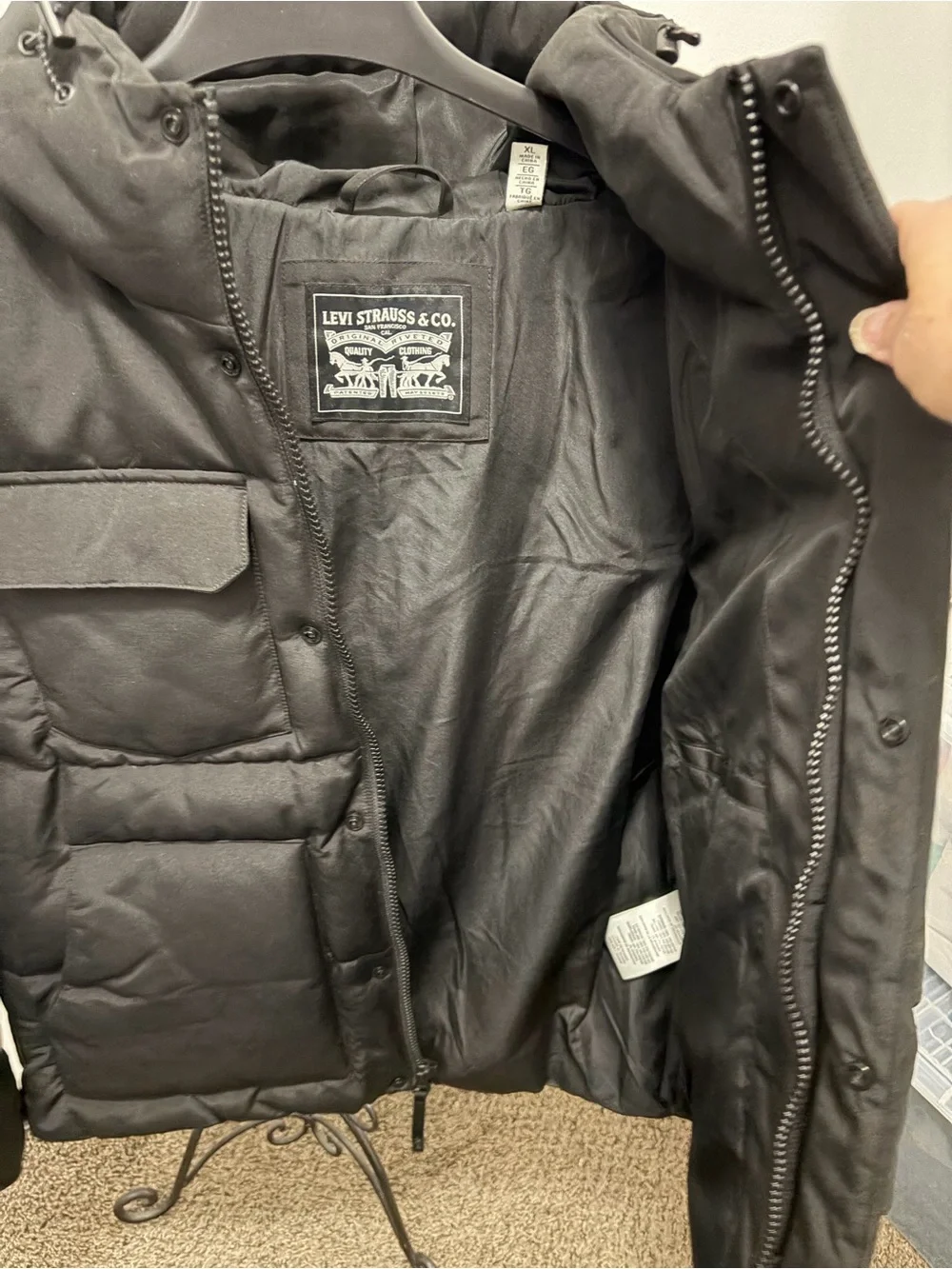Levi's Men's Black Hooded Puffer Jacket